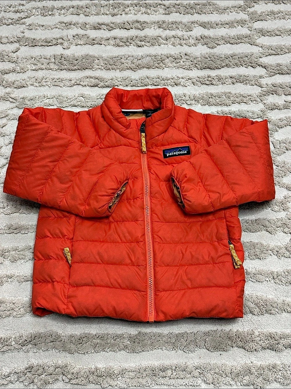 Patagonia Baby Hi-Loft Down Sweater Hoody Orange Puffer 2T